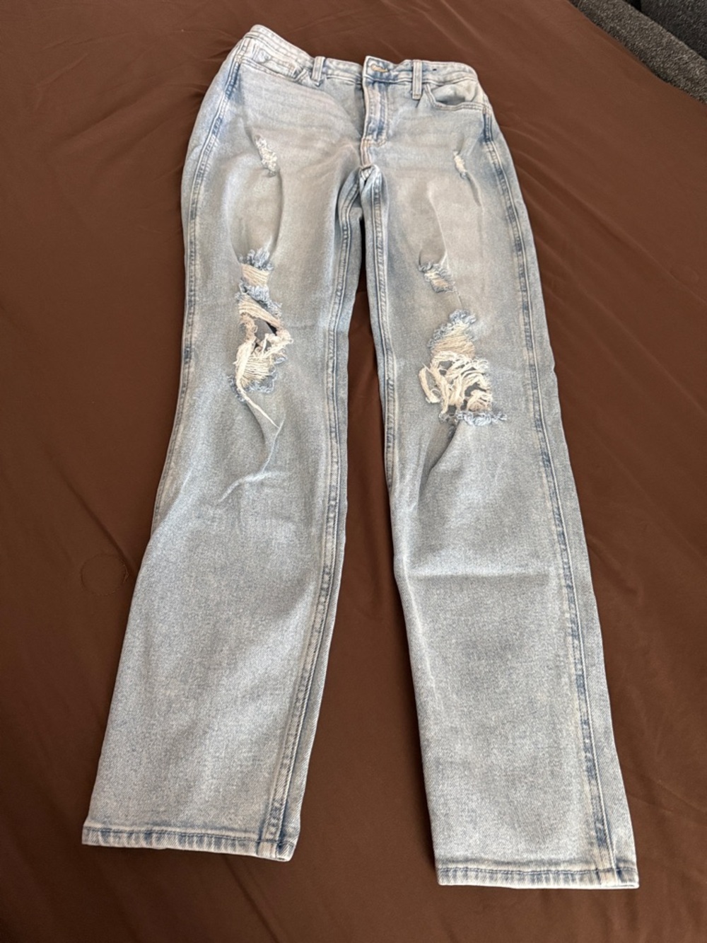 Hollister Light Blue Distressed Straight Leg Jeans